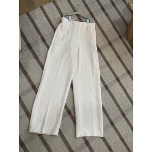 Aritzia Wilfred Alanya High Waist Wide Leg Crepe Trousers Pants Ecru 4 Off White